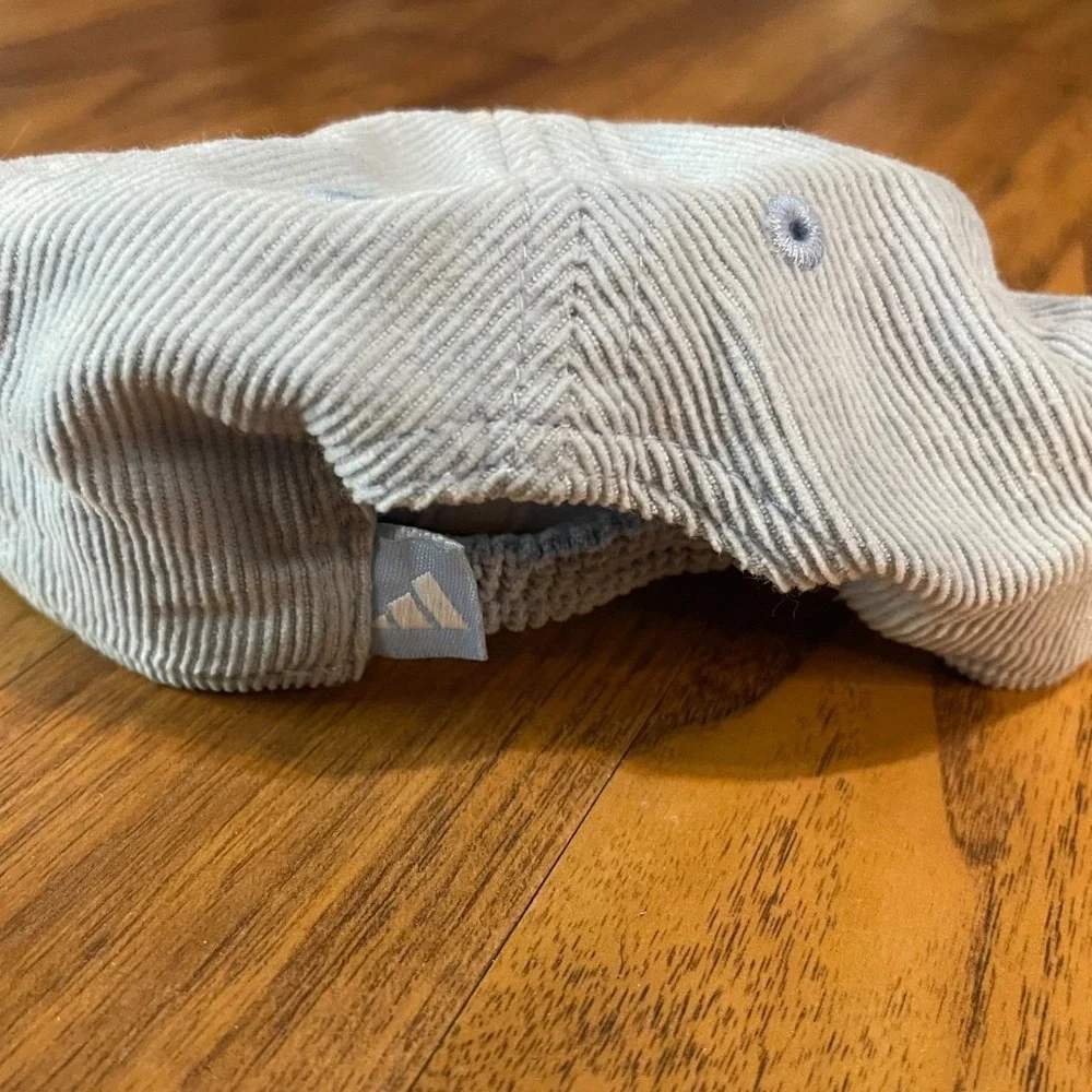 Adidas Infant Light Blue Corduroy Baseball Cap Hat Elastic Back Cotton Logo